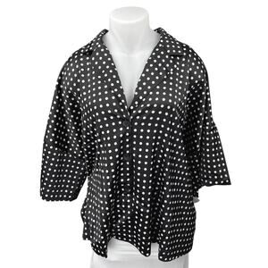 NEW ASOS Curve Black White Polka Dots Half Sleeve Button Down Shirt Top Size 22